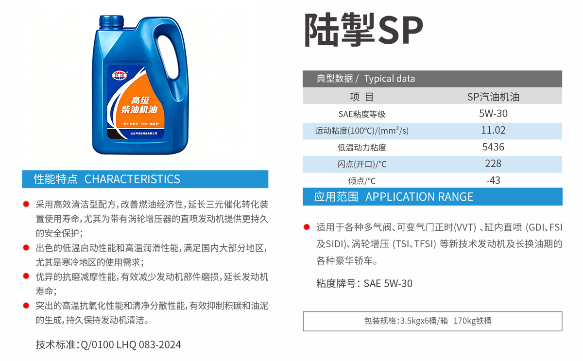 Luzhi SP Gasoline Engine Oil specification 1