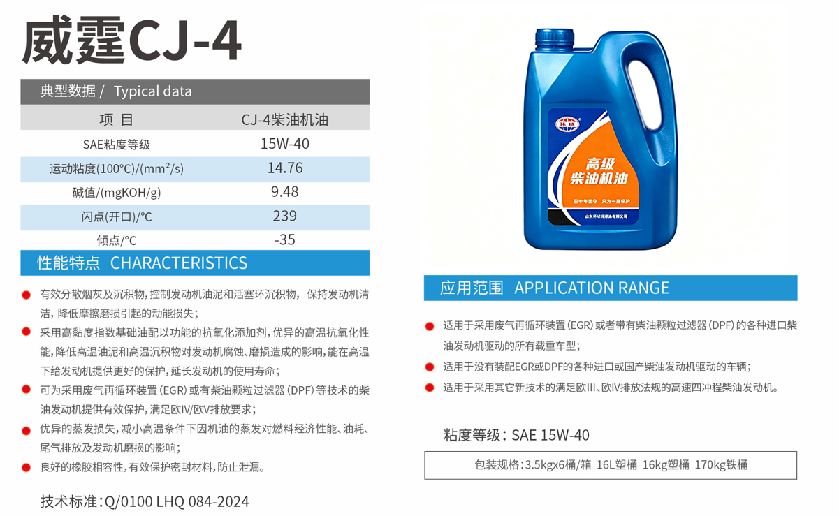 Weiting CJ-4 Heavy-Duty Diesel Engine Oil specification 1